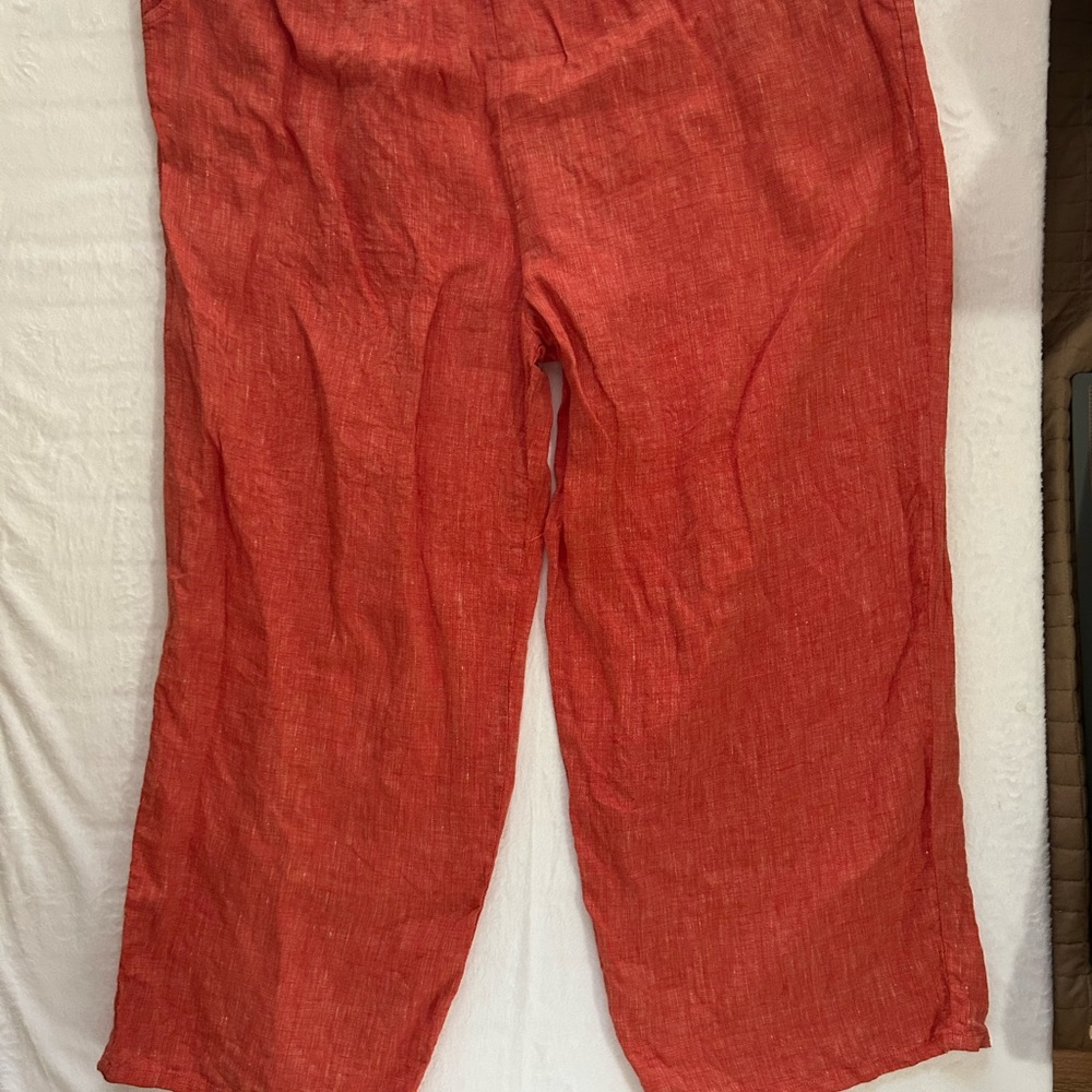 Flax Lightweight Linen Wide leg Pants in Orange
